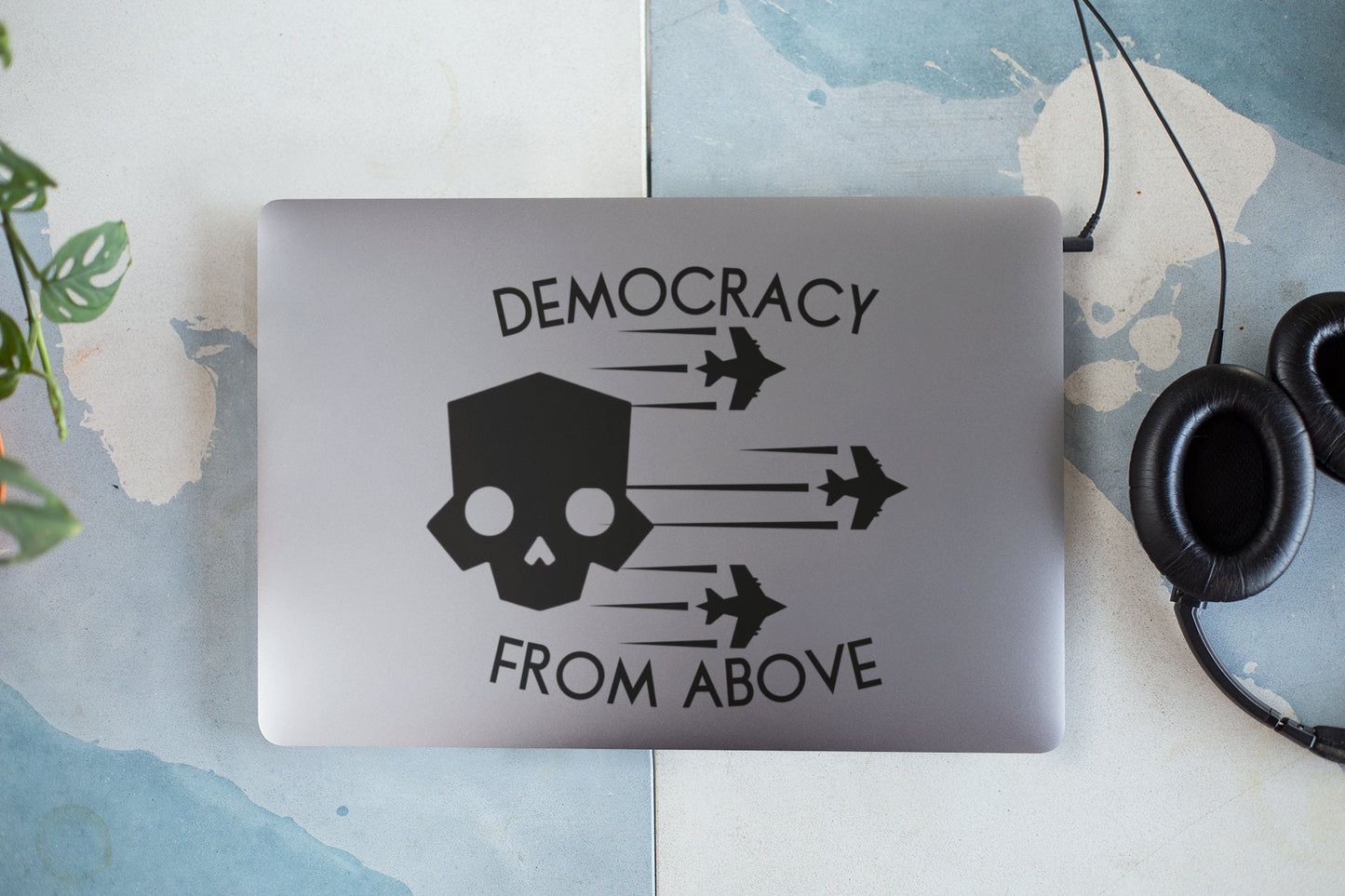 Democracy From Above Helldivers decal for laptop, car, window, mirror, bumper, mug, water bottle, or more!