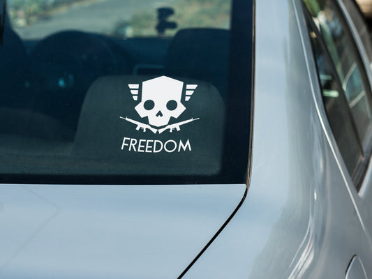 Helldivers 2 Freedom Skull Vinyl decal for laptop, car, window, mirror, bumper, mug, water bottle, or more!