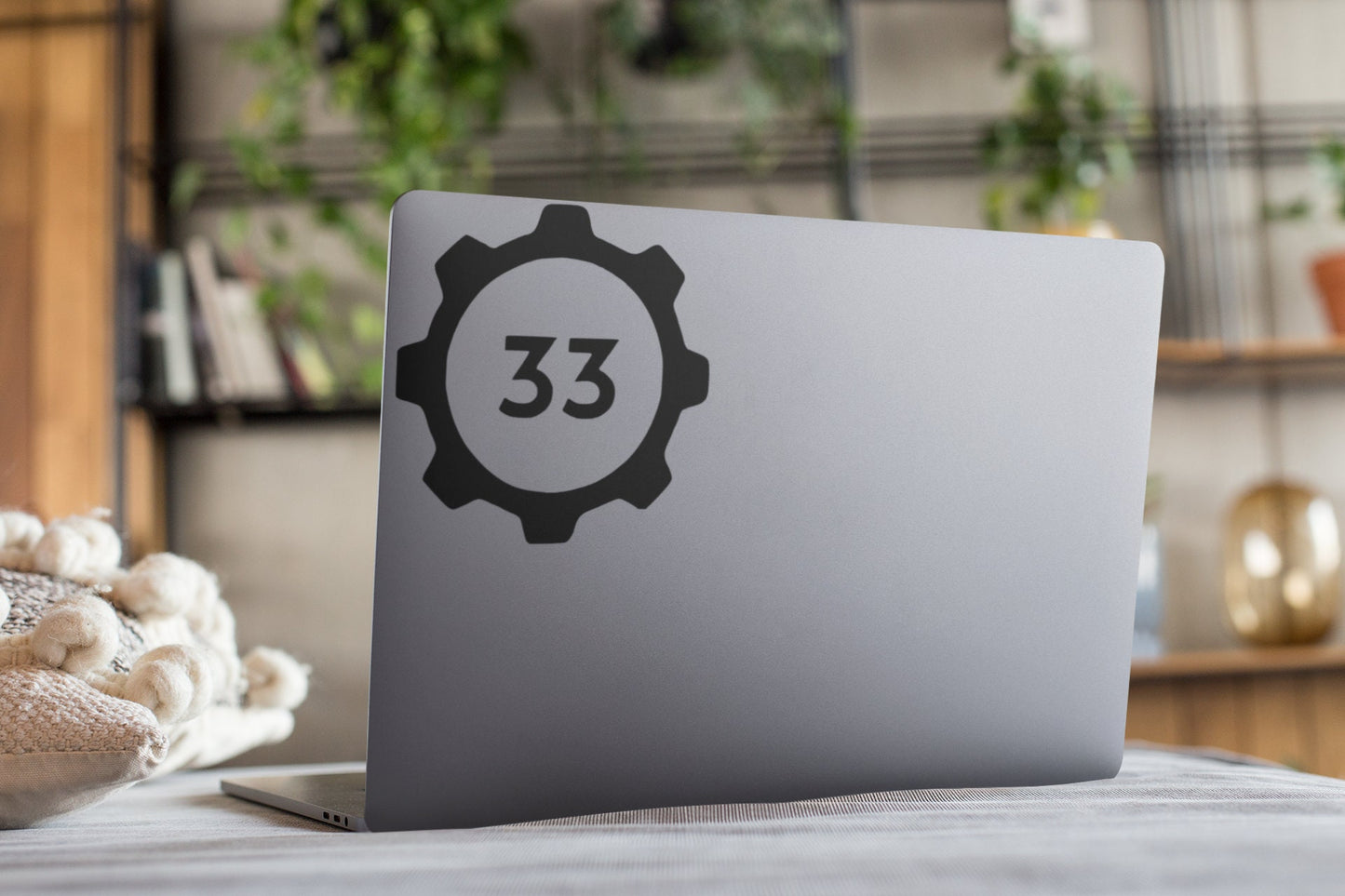 Fallout Vault 33 Gear Vinyl decal for laptop, car, window, mirror, bumper, mug, water bottle, or more!