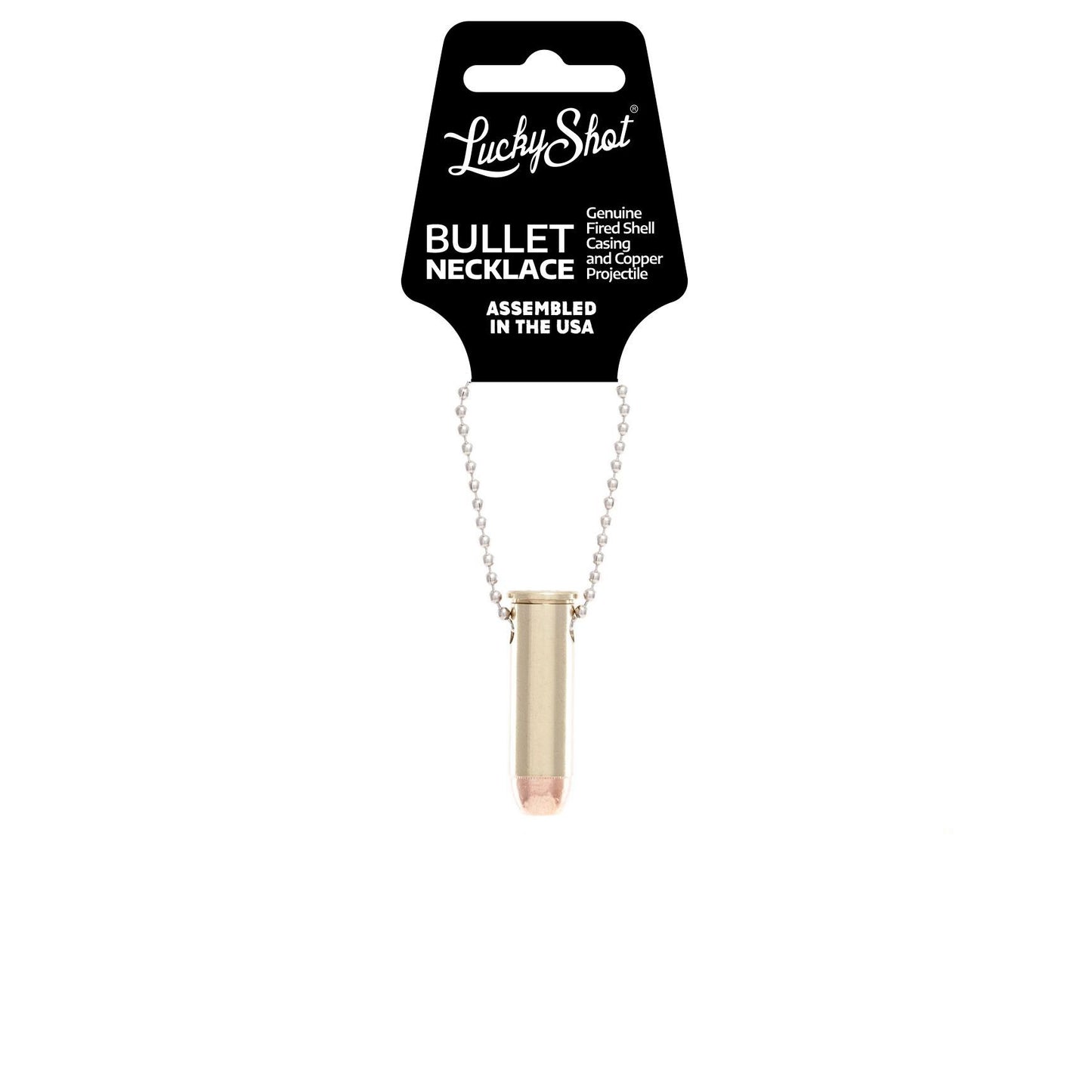 Lucky Shot Bullet Necklace .44 Mag Ball Chain Necklace