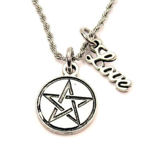 Pentacle 20" Rope Necklace With Love Accent Wiccan Pagan