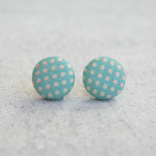 Rachel O's Tropical Dots Fabric Button Earrings