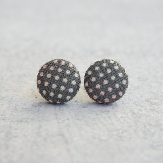 Rachel O's Party Dots Fabric Button Earrings