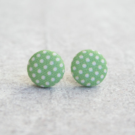 Rachel O's Lawn Dots Fabric Button Earrings