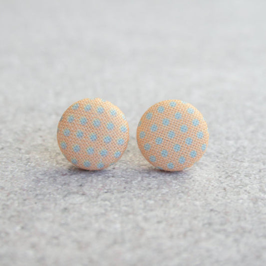 Rachel O's Beach Party Polka Dots Fabric Button Earrings
