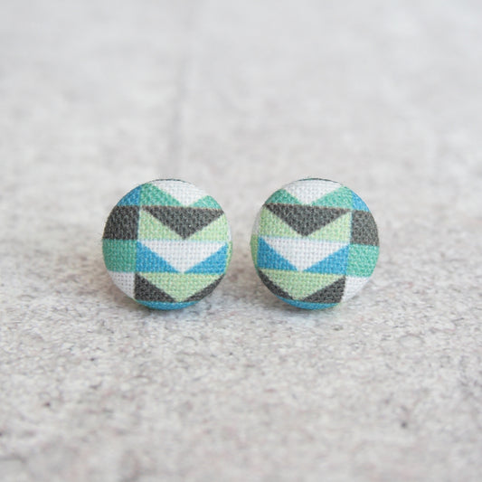 Rachel O's Cool Mod, Fabric Covered Button Earrings