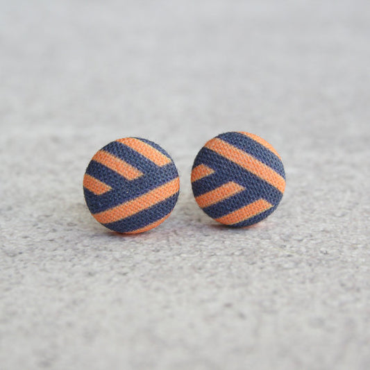 Rachel O's Angled Stripes Fabric Button Earrings