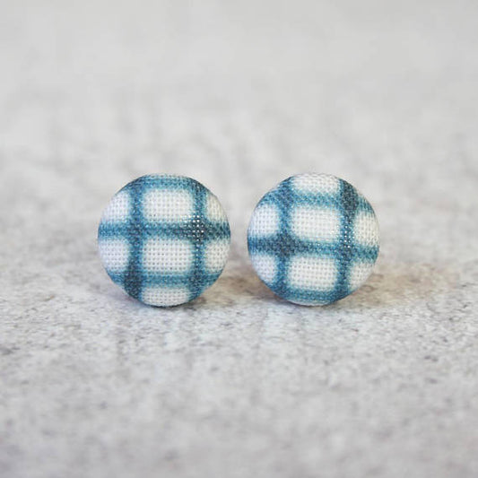 Rachel O's Faux Shibori Fabric Button Earrings