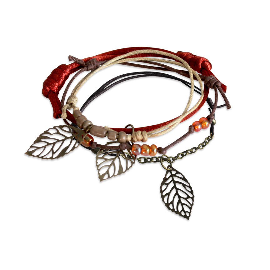 O Yeah Gifts Autumn Leaves Bracelets, 4 Piece Charm Bracelet Pack