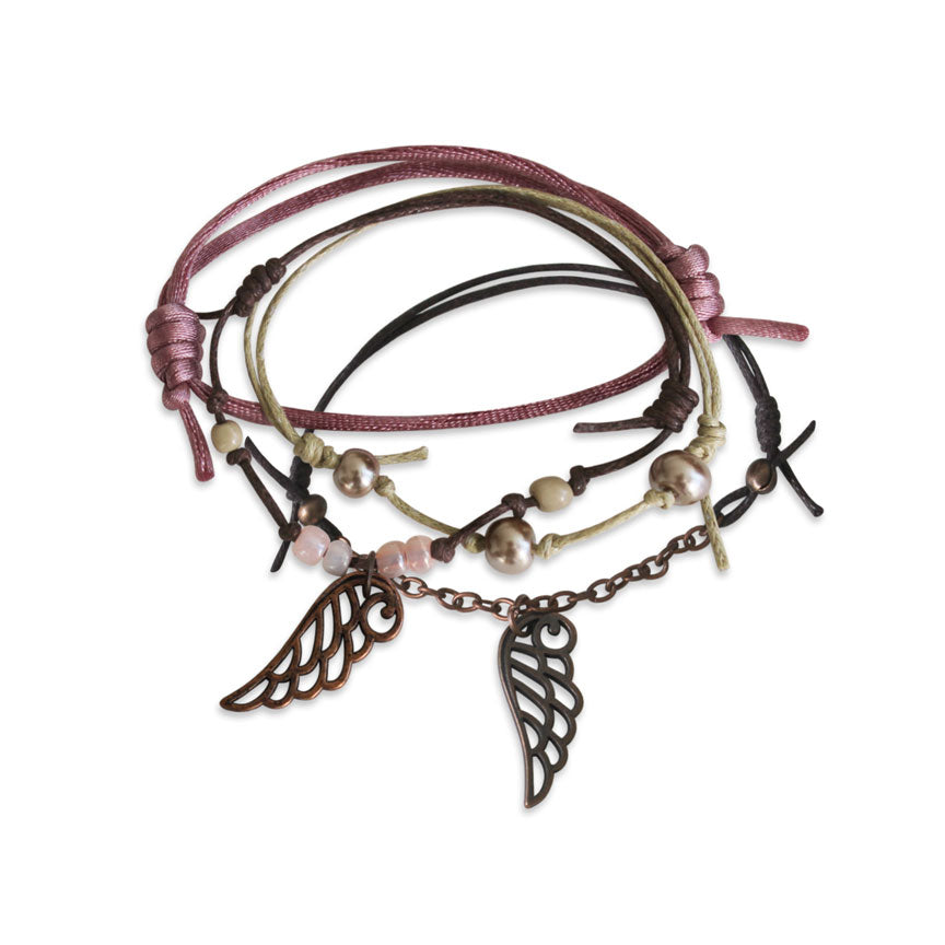 O Yeah Gifts Angel Wings Bracelets, 4 Piece Charm Bracelet Pack
