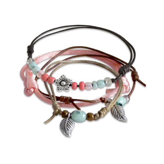 O Yeah Gifts Spring Flower Bracelets, 4 Piece Charm Bracelet Pack