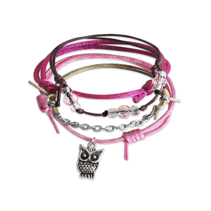 O Yeah Gifts Owl Bracelets, 4 Piece Charm Bracelet Pack