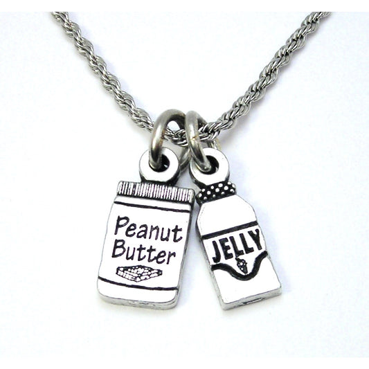 Peanut Butter Jelly Charm Necklace foodie deli snacks