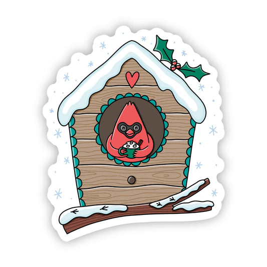 Big Moods - Cardinal  Birdhouse with Snow Sticker