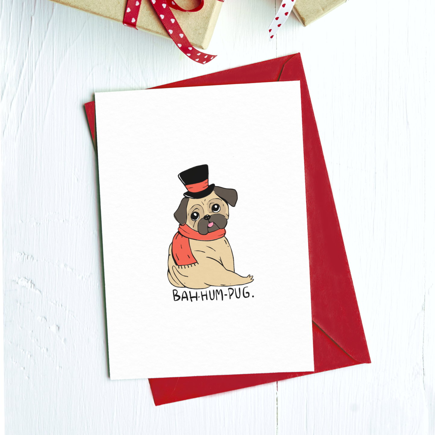 Big Moods - Bah Hum Pug Greeting Card
