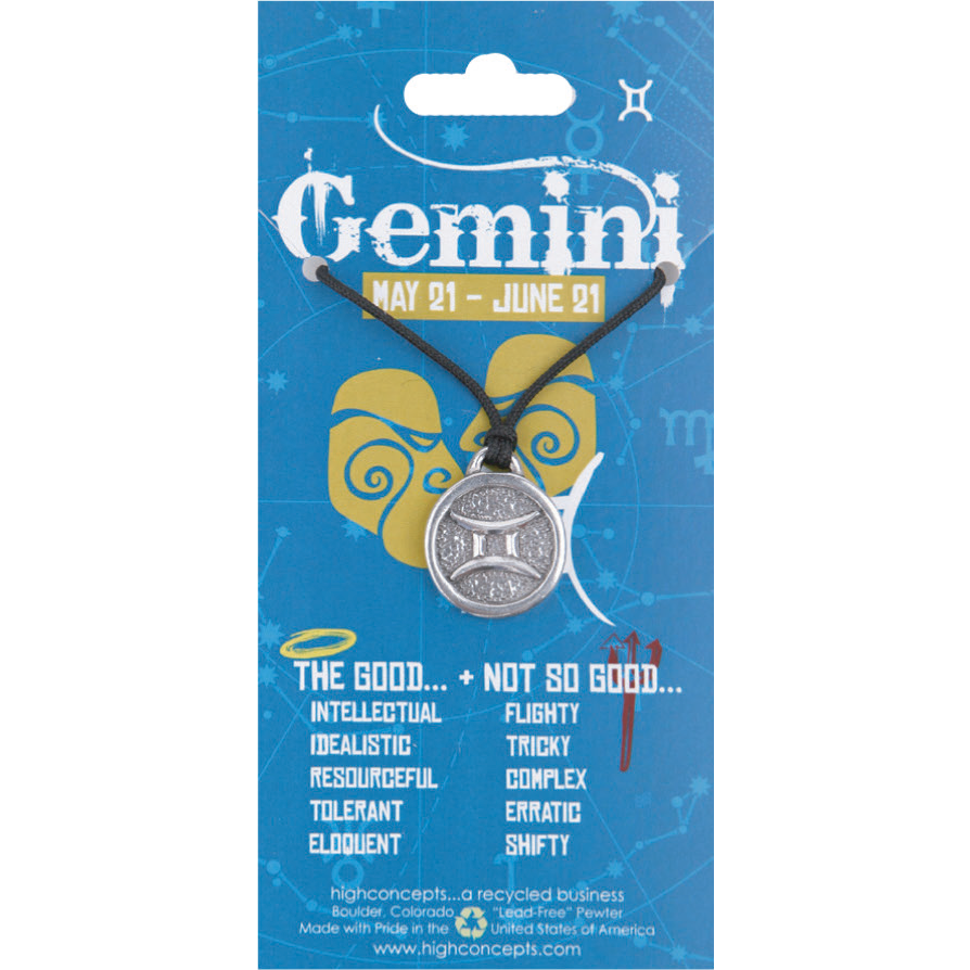 High Concepts Zodiac Gemini Pewter Charm Necklace
