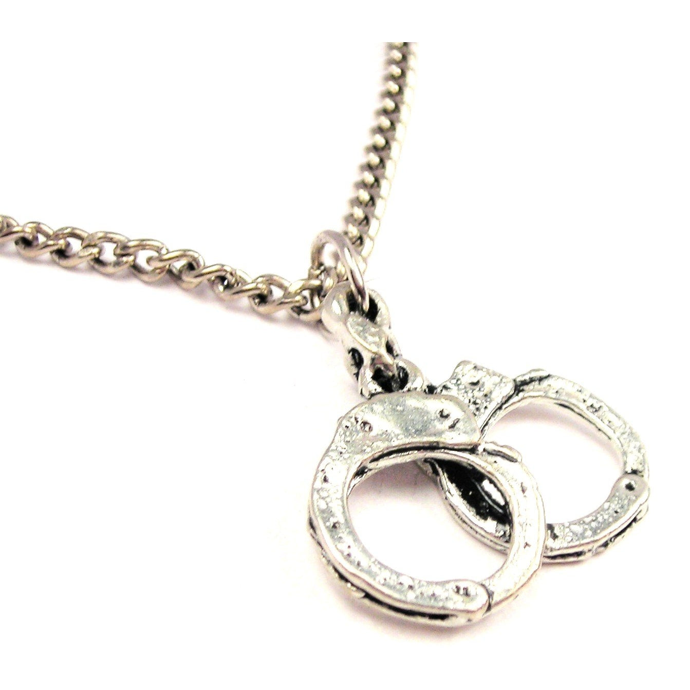 Large Handcuffs Single Charm Necklace