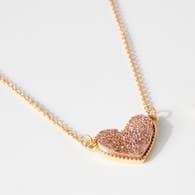 Avenue Zoe Heart Druzy Stone Charm short Necklace - Gold