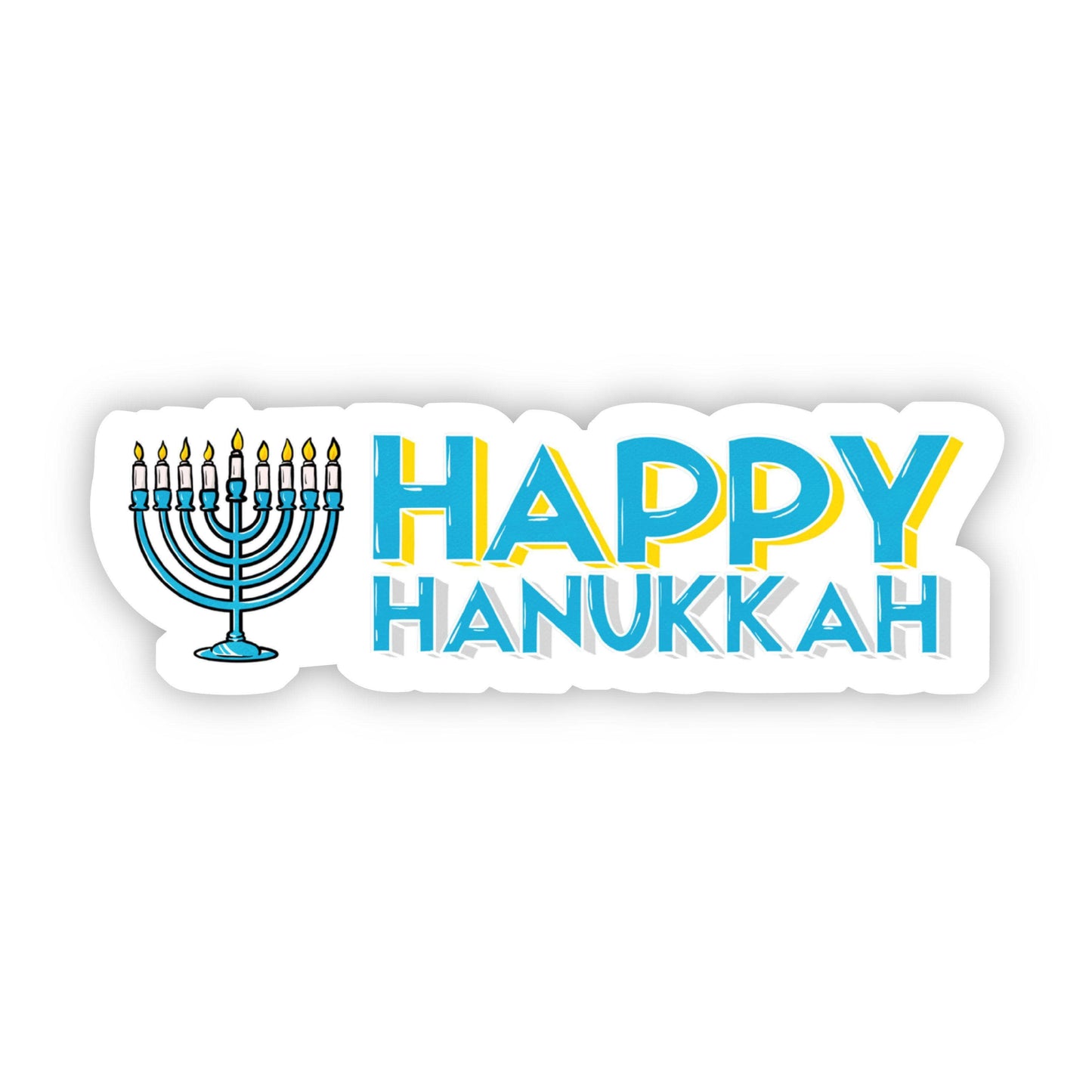 Big Moods - Happy Hanukkah Sticker with Menorah