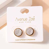 Avenue Zoe Druzy Stone Stud Earrings - White