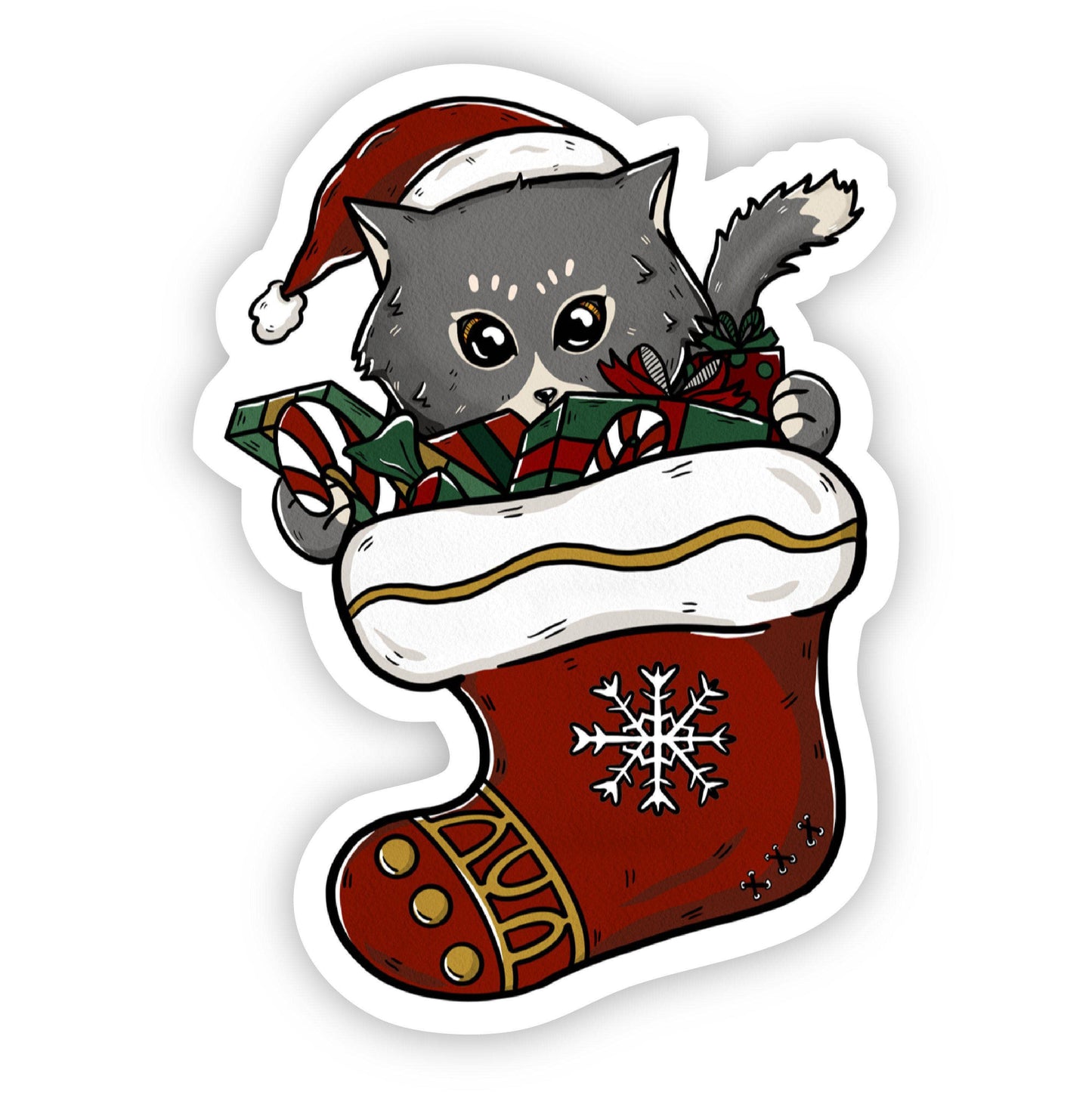 Big Moods - Cat in Christmas Stocking Sticker