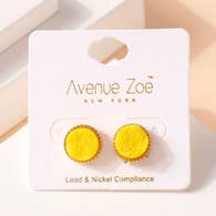 Avenue Zoe Druzy Stone Stud Earrings - Yellow