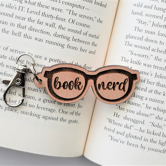 Bumble and Birch Book Nerd Glasses Wood Keychain