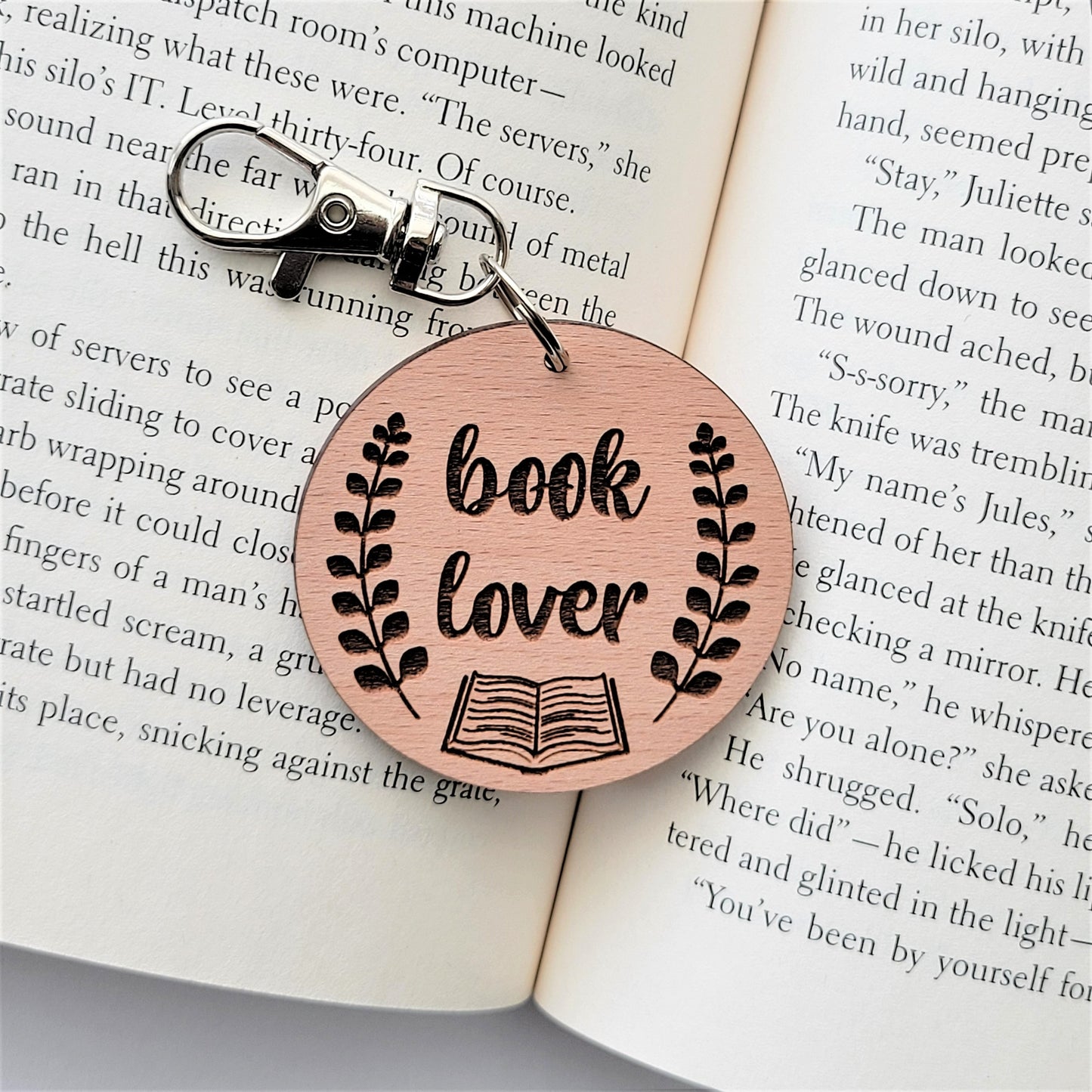 Bumble and Birch Book Lover Wood Keychain