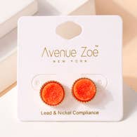 Avenue Zoe Druzy Stone Stud Earrings - Coral