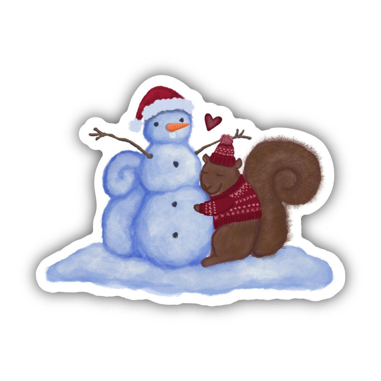 Big Moods - Squirrel Hugging Snowman - Holiday Sticker