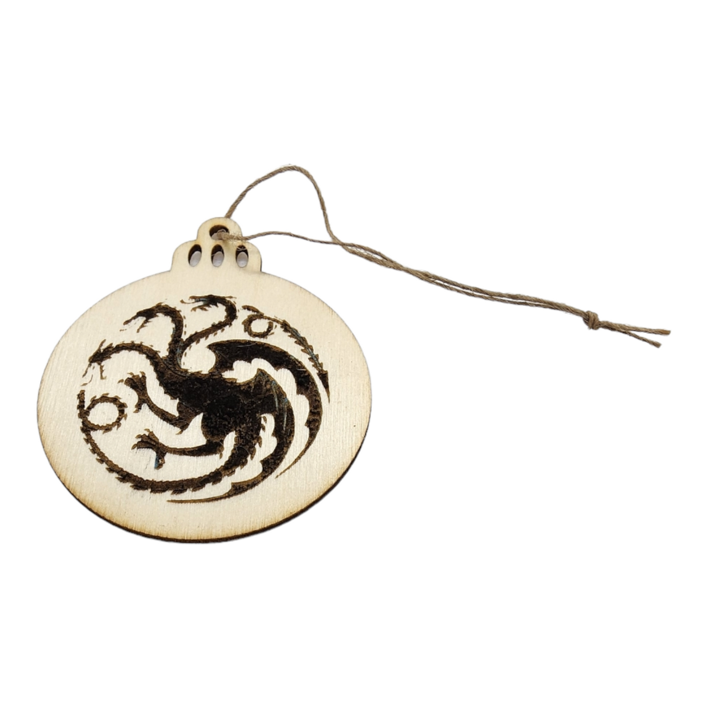 Wooden Ornament with Wood Burned Design - Dragon
