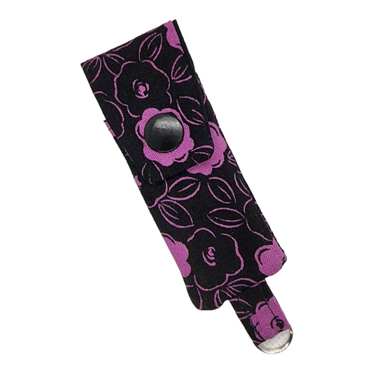 Chapstick Holder Keychains - Black/Pink Flower