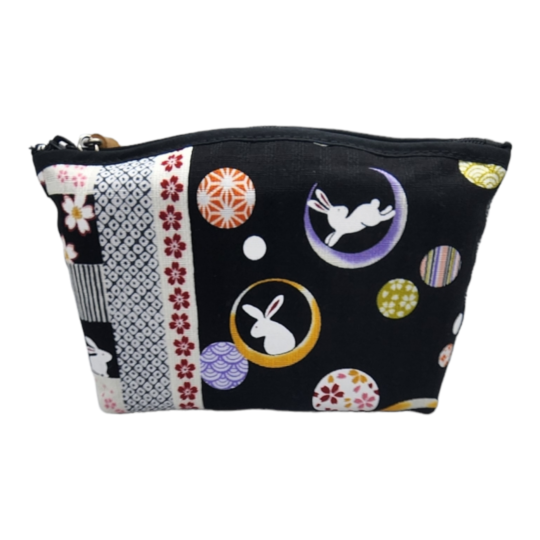 Made in Japan Checkered Rabbit Arch type Pouch - Black