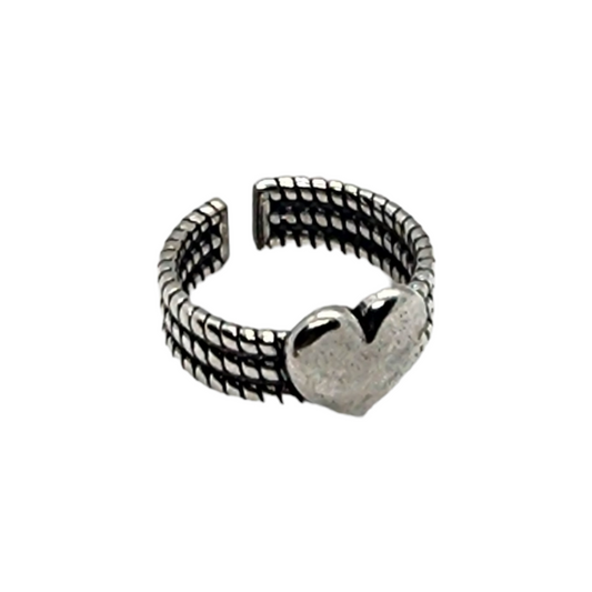 Adjustable Ring - Silver Heart