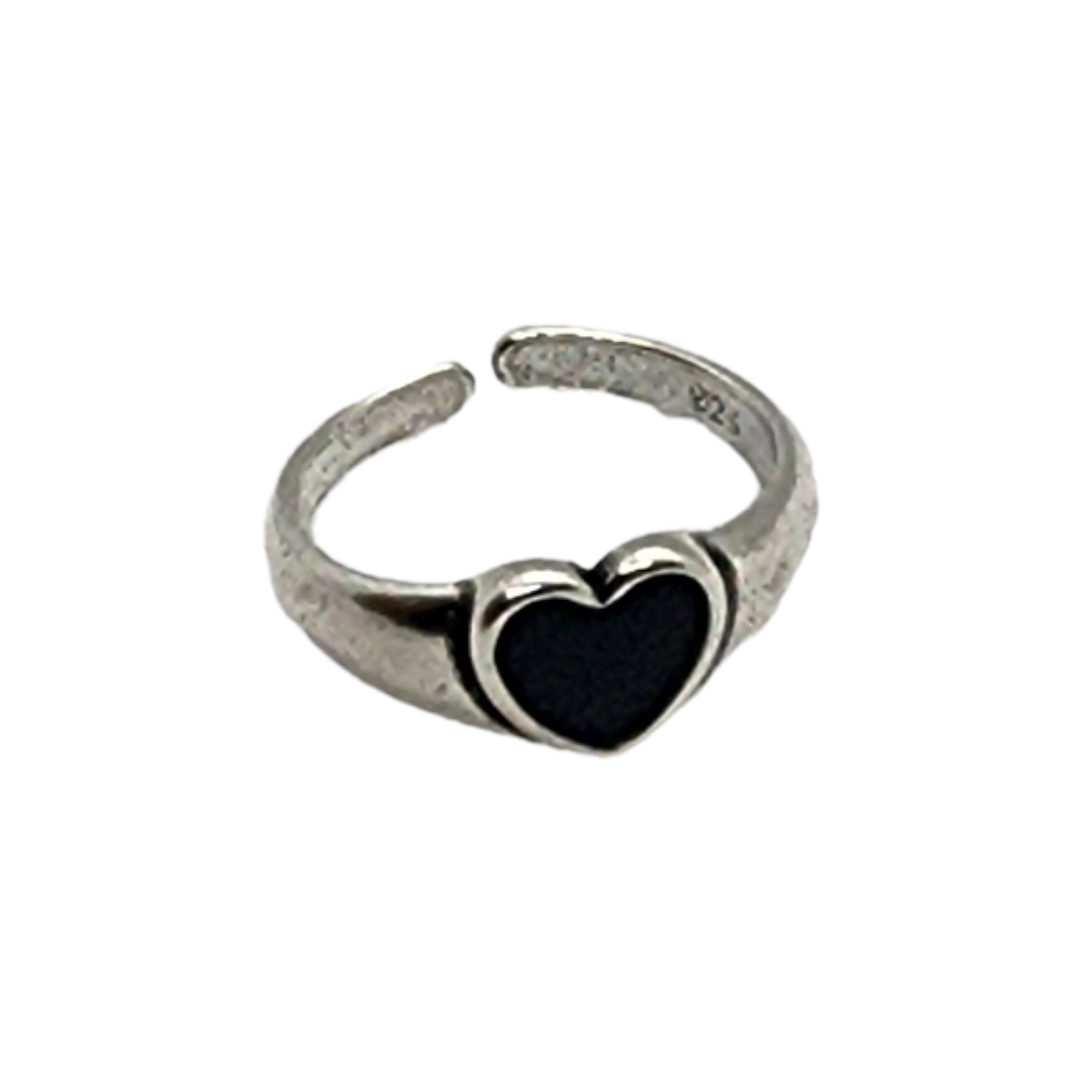 Adjustable Ring - Black Heart