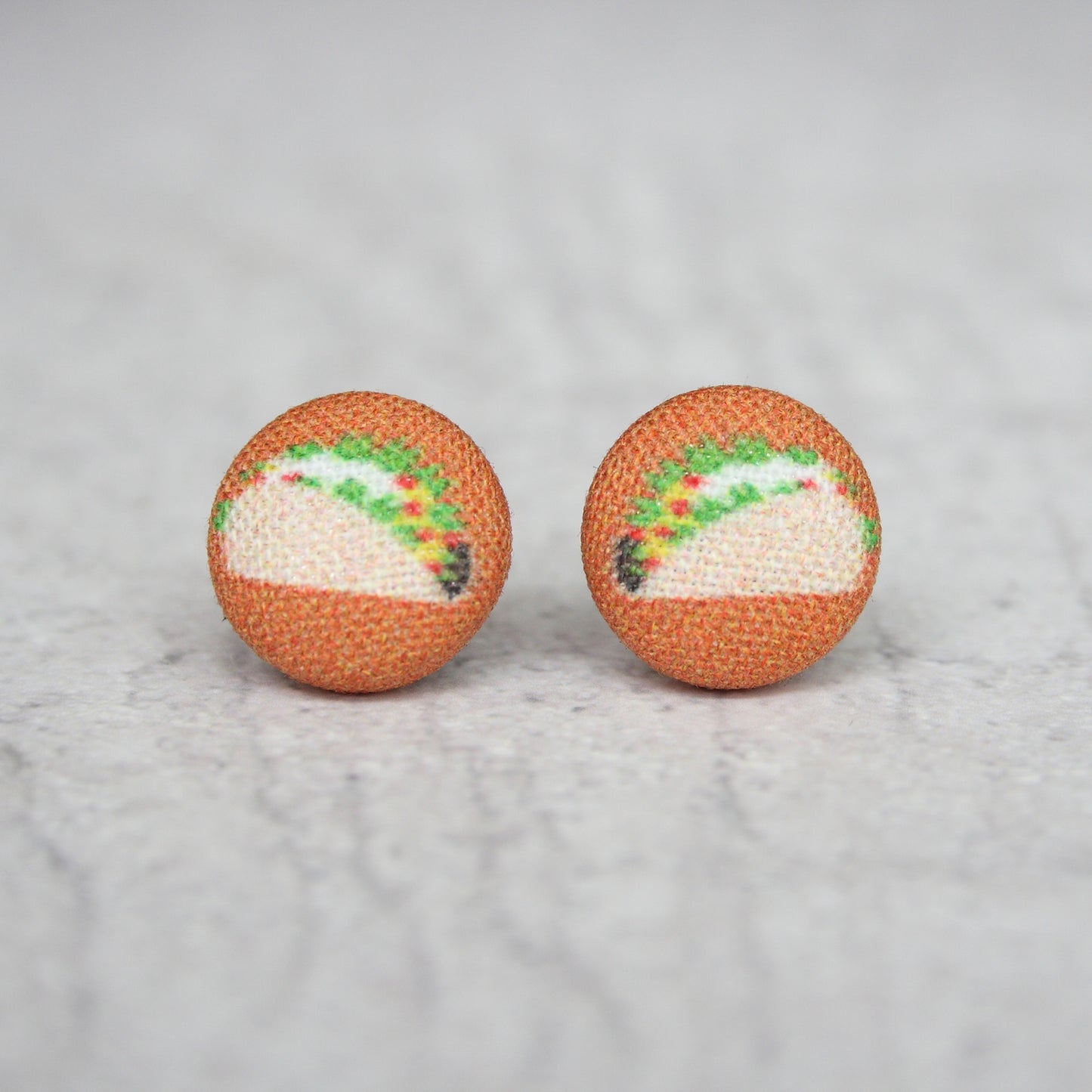 Rachel O's Taco Fabric Button Earrings
