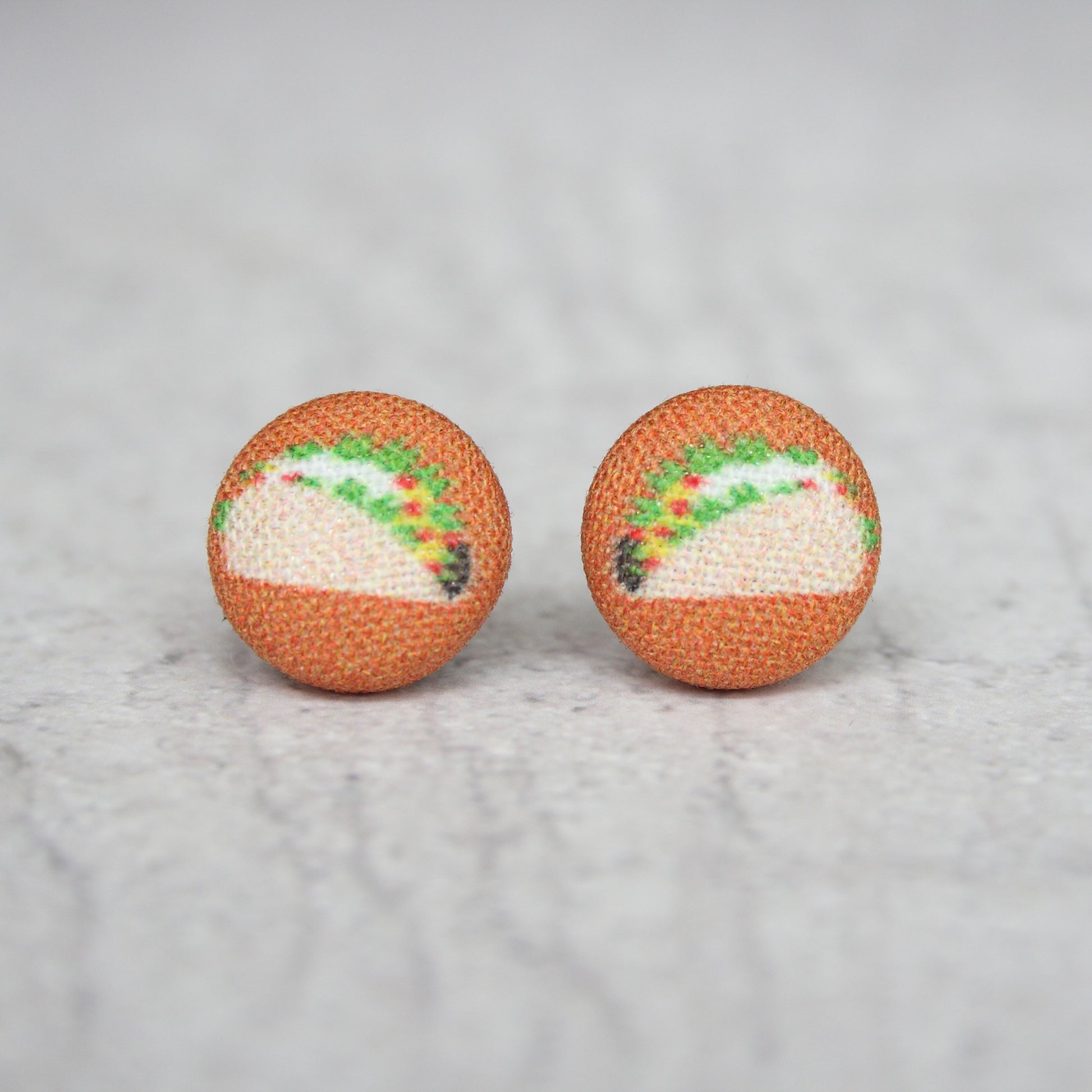 Rachel O's Taco Fabric Button Earrings