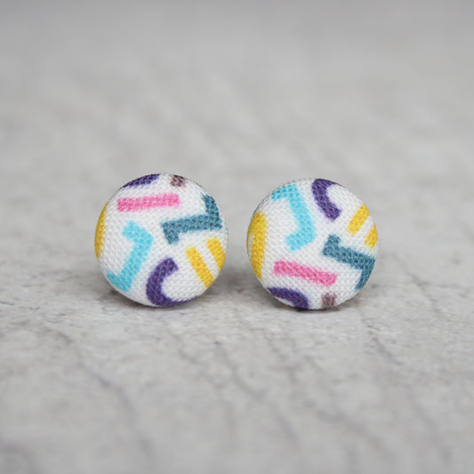 Rachel O's Fantastic 90s Print Fabric Button Earrings