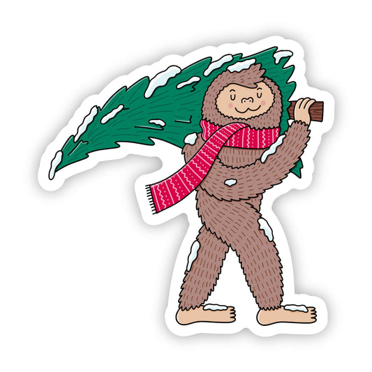 Big Moods - Big Foot Holding Christmas Tree Sticker