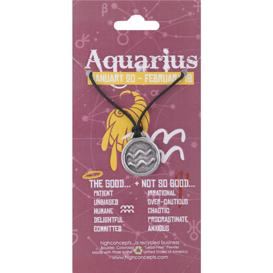 High Concepts Zodiac Aquarius Pewter Charm Necklace