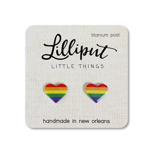 Lilliput Little Things Rainbow Heart Gay Pride Earrings