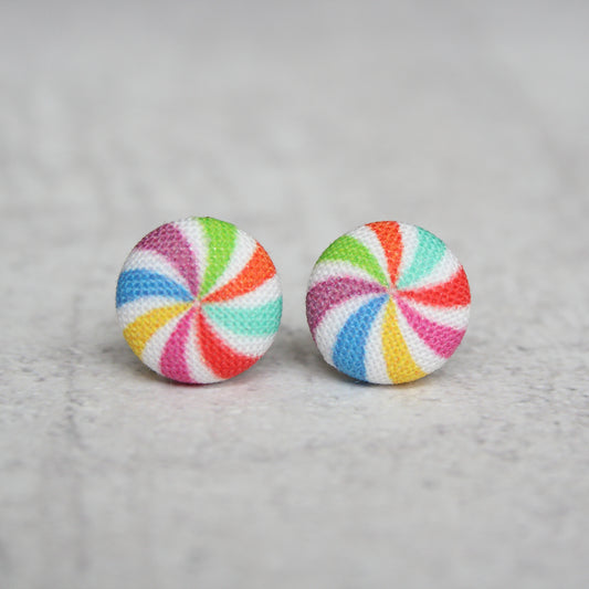 Rachel O's Lollipop Fabric Button Earrings