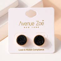 Avenue Zoe Druzy Stone Stud Earrings - Black