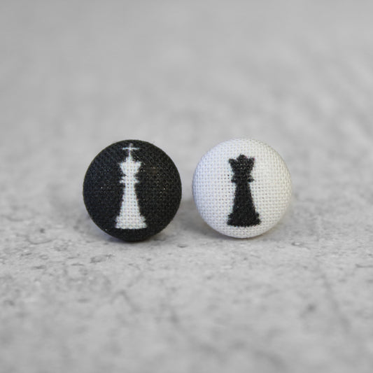 Rachel O's Chess Fabric Button Earrings