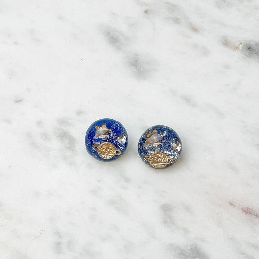 Prep Obsessed Wholesale Galaxy Resin Stud Earrings Blue