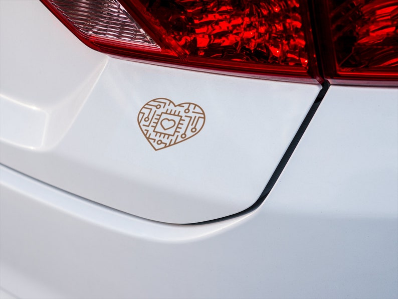 Pixel Heart, Heartbeat, and Circuit Heart Vinyl decal for laptop, car, window, mirror, bumper, mug, water bottle, or more!