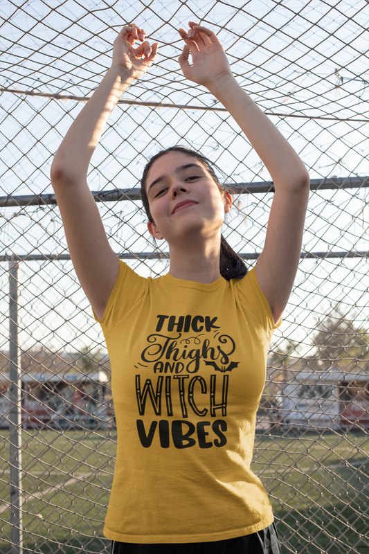 Thick Thighs And Witch Vibes Unisex Jersey Short Sleeve Tee