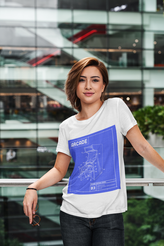 Retro Arcade Cabinet Blueprint Unisex Jersey Short Sleeve Tee